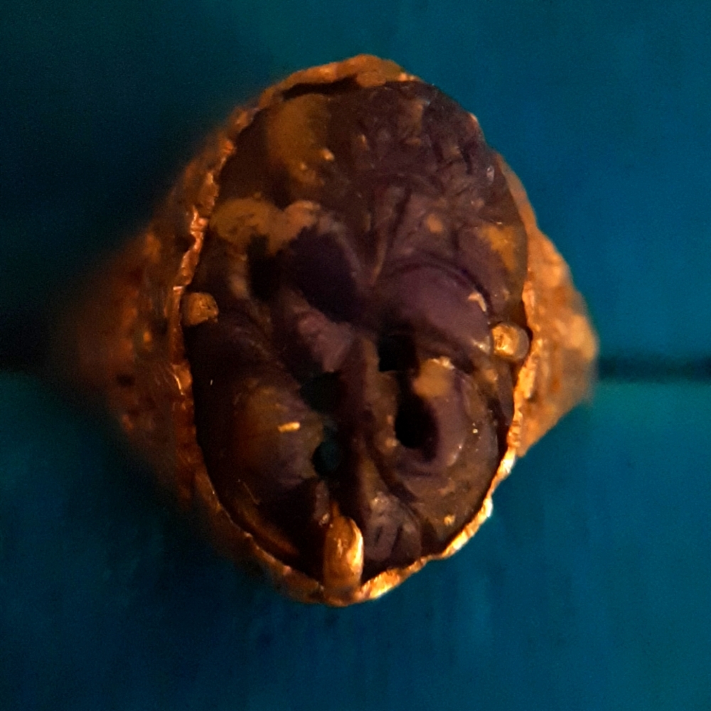 Antique oriental adjustable sterling lapis ring